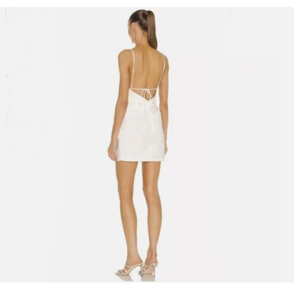 Amanda Uprichard Ruched Open Back Halter Dress Mini Ivory White Cocktail Medium - Picture 4 of 16